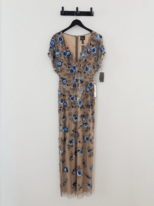 Beaded Mesh Column Dress Adrianna Papell 