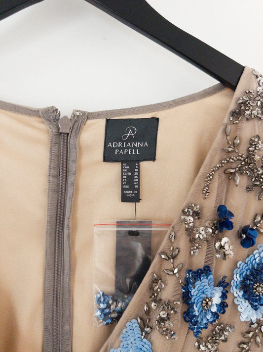 Beaded Mesh Column Dress Adrianna Papell 