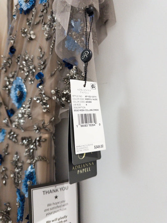 Beaded Mesh Column Dress Adrianna Papell 
