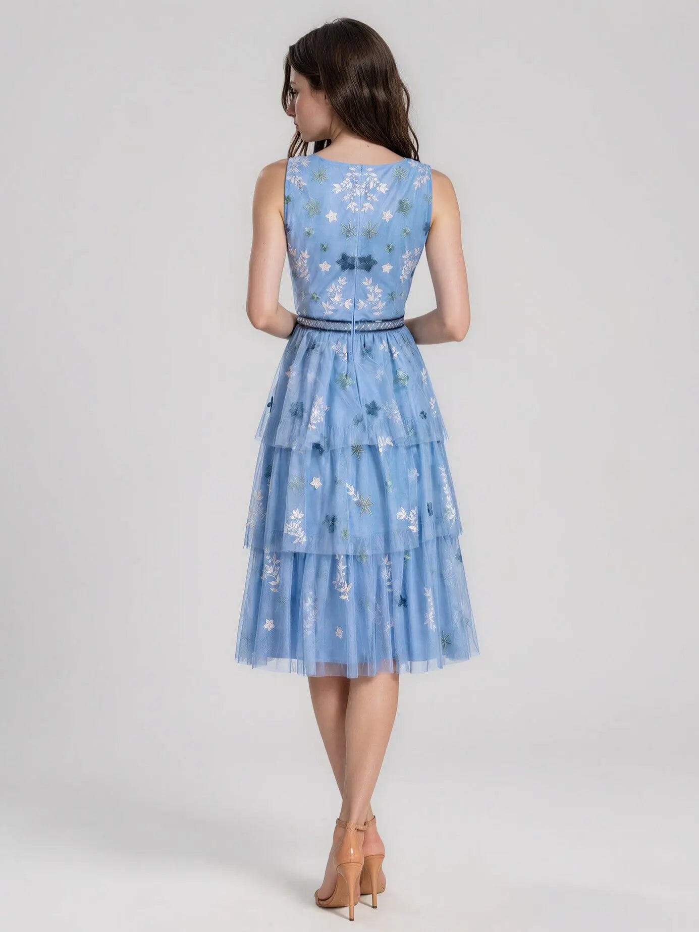 Beaded Tiered Mesh Dress - Layalita