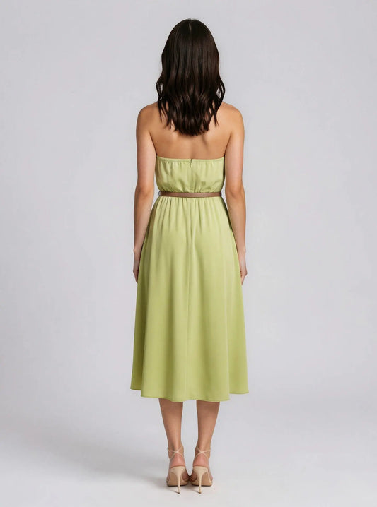 Belted Halter A-Line Midi Dress Donna Karan New York 