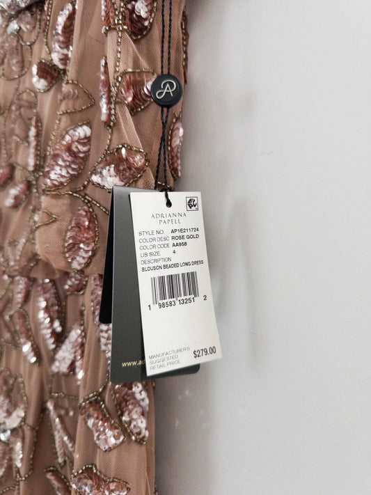 Boat-Neck Blouson Beaded Gown Adrianna Papell 