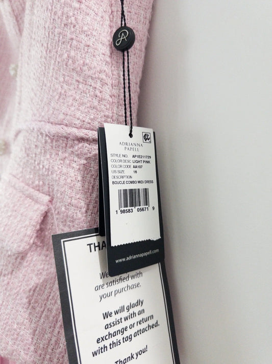 Bouclé-Bodice Pleated Dress Adrianna Papell 
