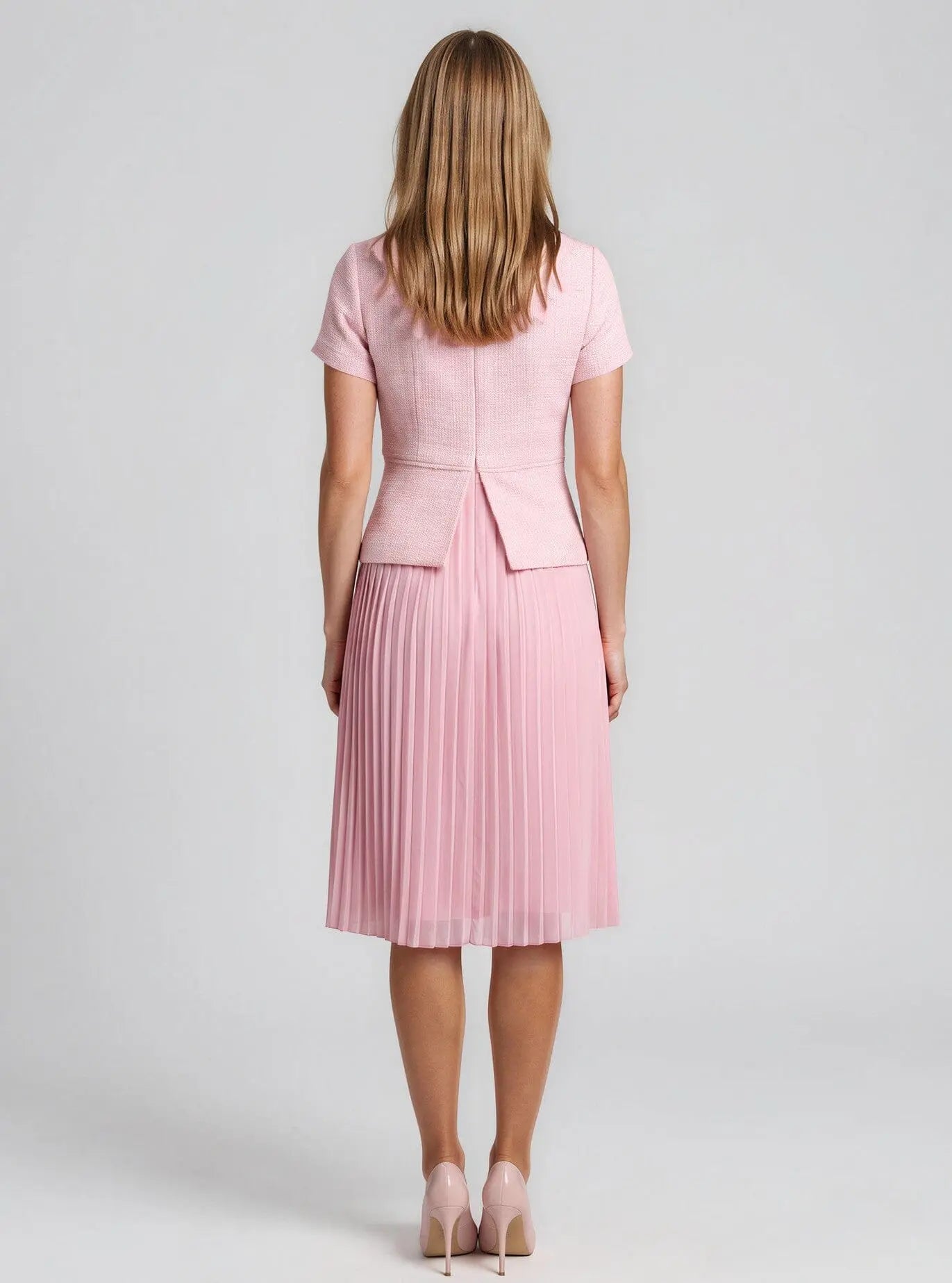 Bouclé-Bodice Pleated Dress - Layalita