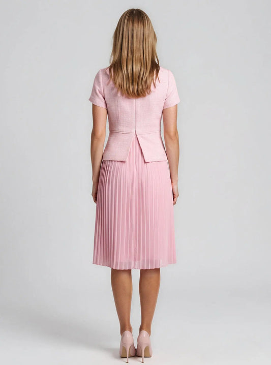Bouclé-Bodice Pleated Dress - Layalita