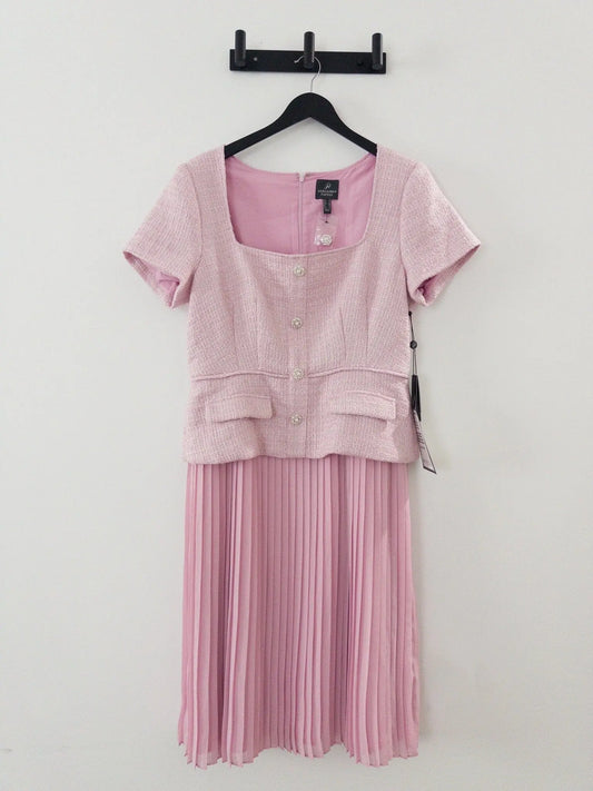 Bouclé-Bodice Pleated Dress Adrianna Papell 