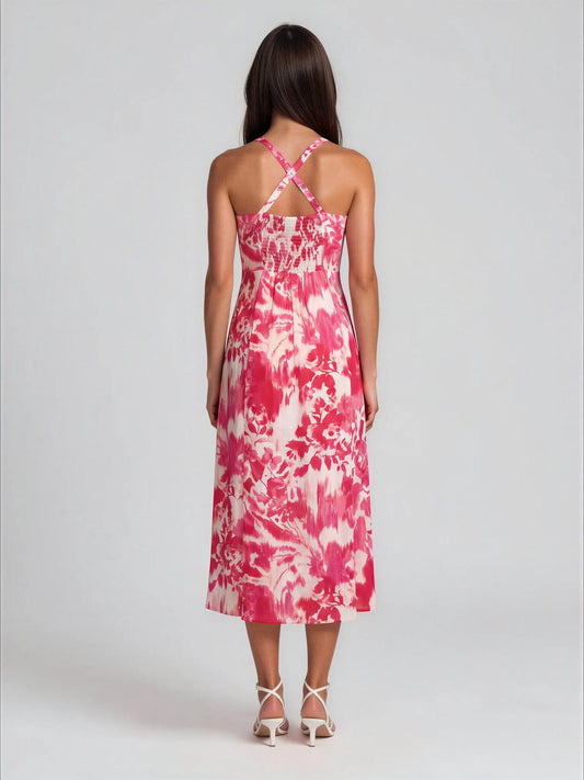 Bow-front Buckled-strap Midi Dress - Layalita