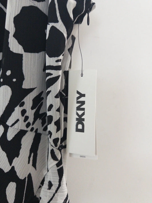 Chiffon Printed Boat-Neck Ruffle-Hem Dress DKNY 