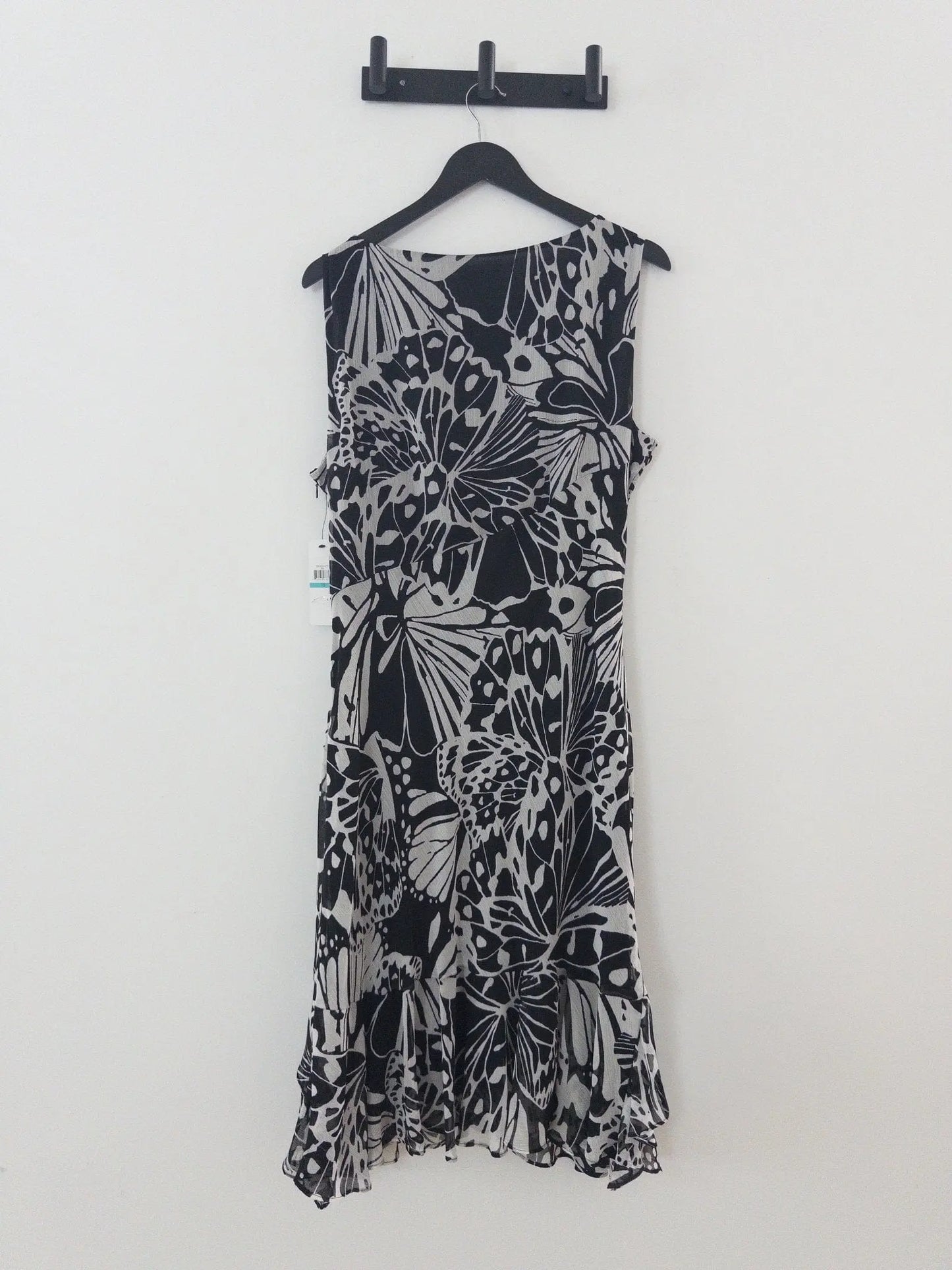 Chiffon Printed Boat-Neck Ruffle-Hem Dress DKNY 