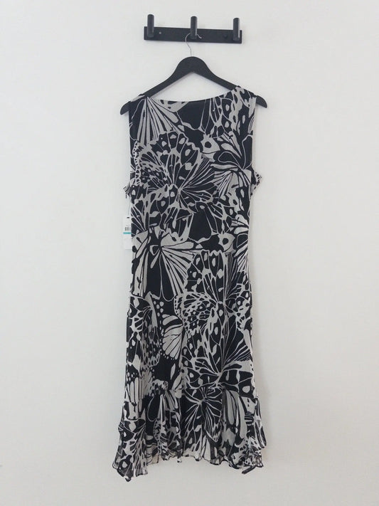 Chiffon Printed Boat-Neck Ruffle-Hem Dress DKNY 