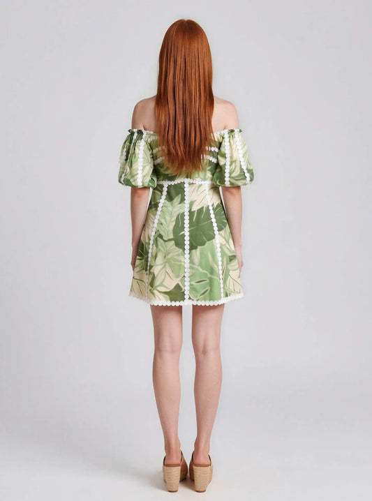 Circle-Trim Off-The-Shoulder Dress - Layalita