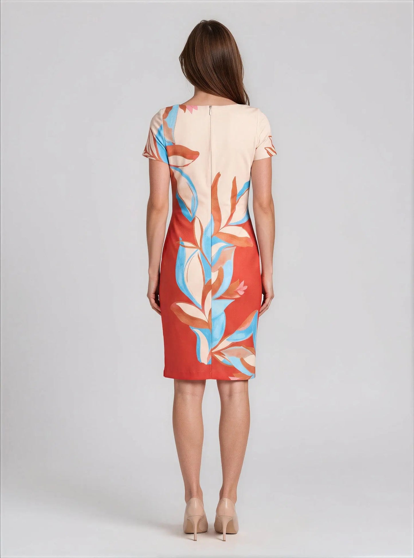 Colorblocked Placement-Print Sheath Dress R & M Richards 
