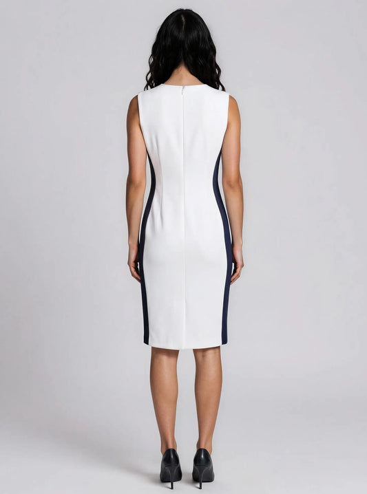 Colorblocked Sleeveless Scuba Sheath Dress - Layalita