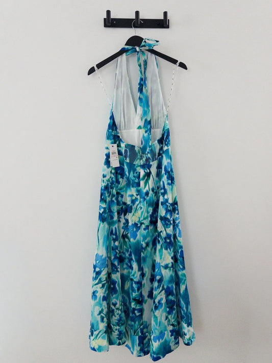 Cotton Halter V-Neck Tie-Back Midi Dress DKNY 