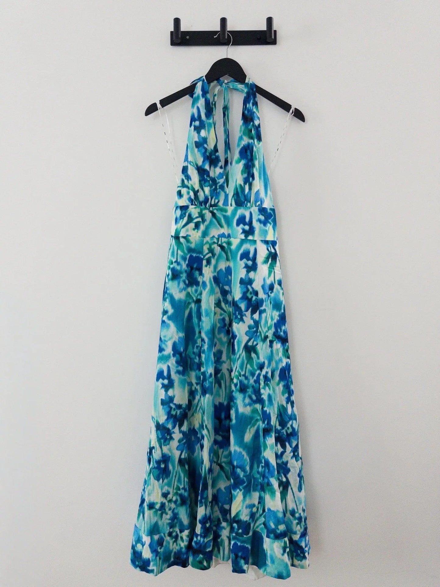 Cotton Halter V-Neck Tie-Back Midi Dress DKNY 