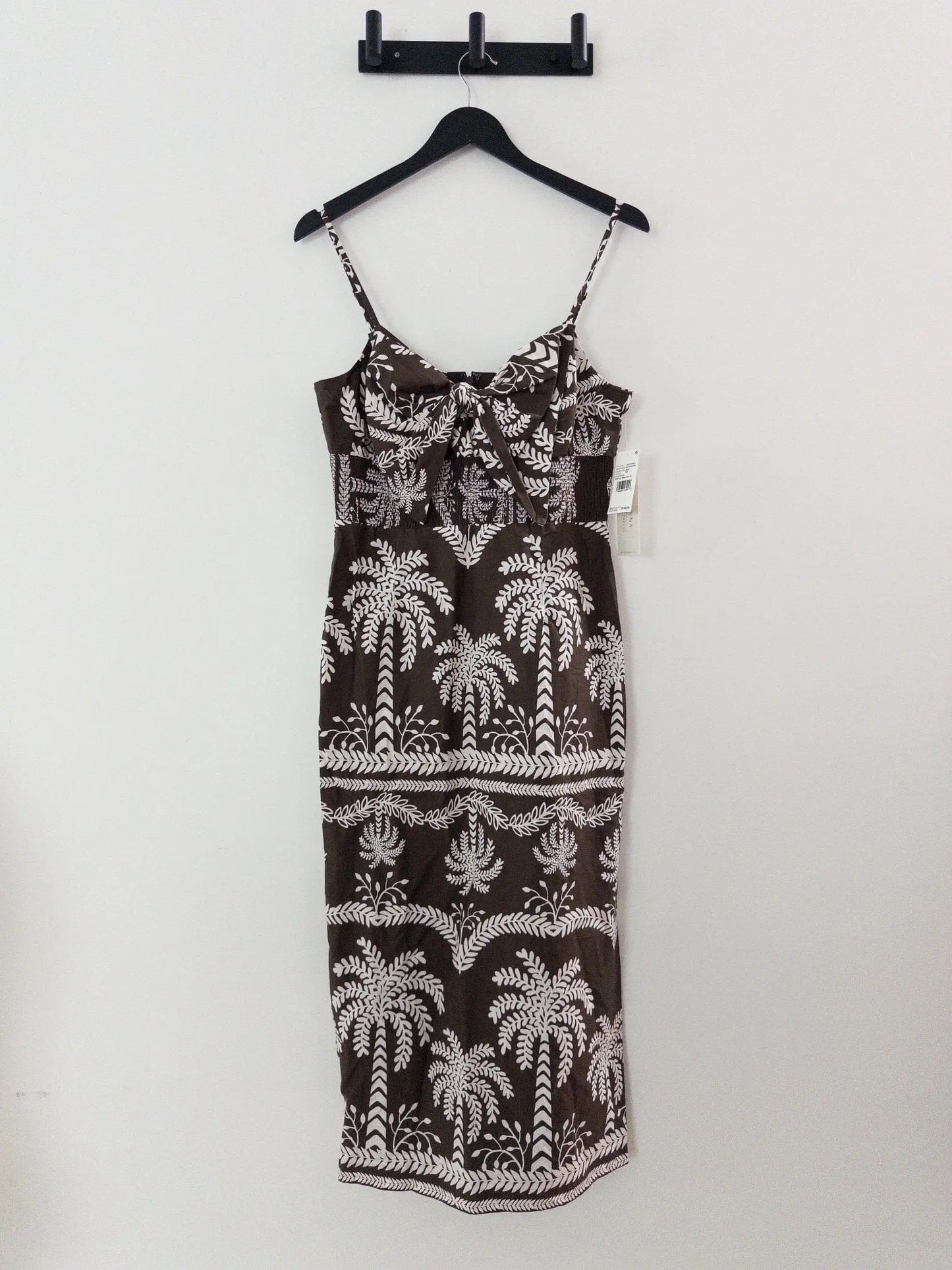 Cotton Palm-Print Sweetheart Midi Dress Adrianna Papell 