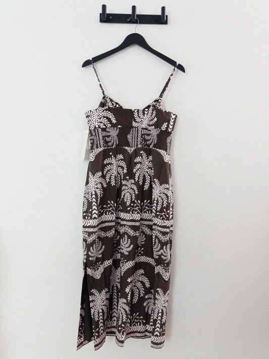 Cotton Palm-Print Sweetheart Midi Dress Adrianna Papell 