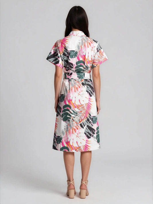 Cotton Short-Sleeve Shirtdress - Layalita