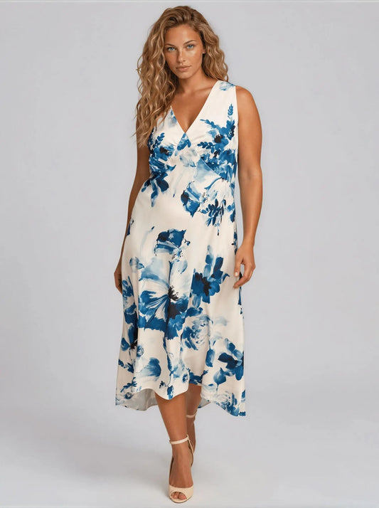 Donna Karan New York Plus Size V - Neck High - Low Dress - Layalita