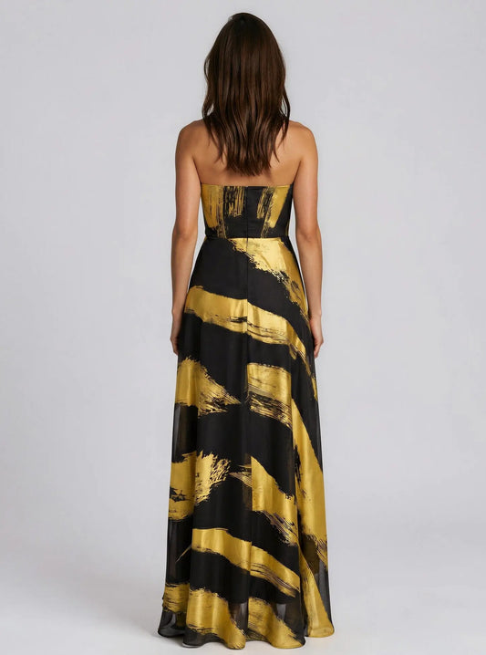 Strapless Ruffle-Front Gown Donna Karan New York 