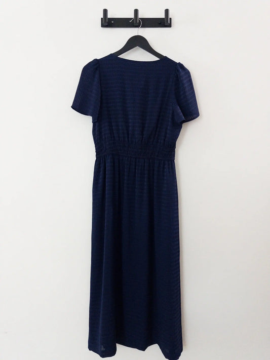 Elastic-Waist Short-Sleeve Midi Dress - Layalita