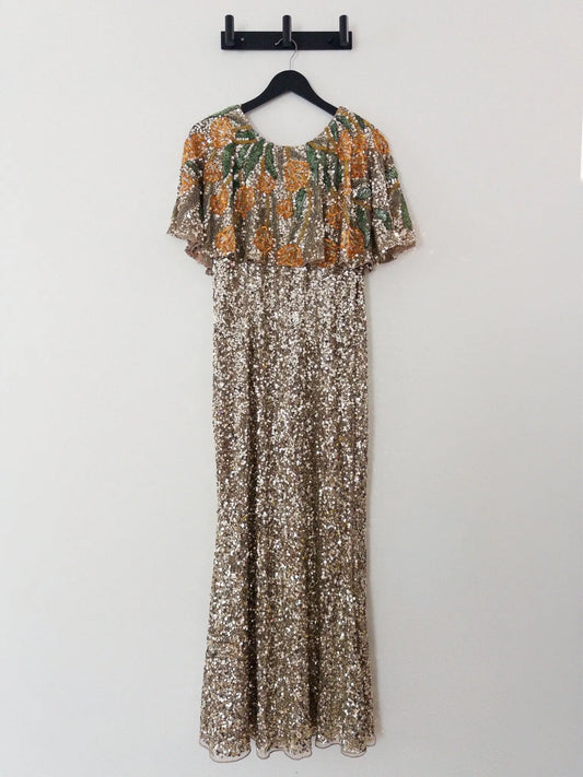 Embellished Floral Beaded And Sequin Cape Gown Mac Duggal 