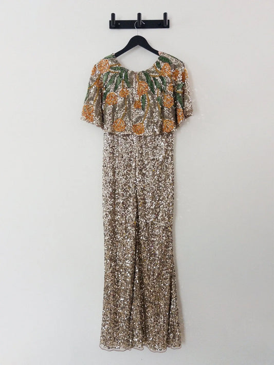 Embellished Floral Beaded And Sequin Cape Gown Mac Duggal 