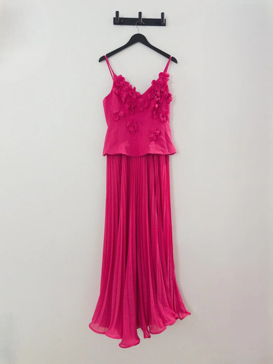 Embellished Pleated-Skirt Sleeveless Gown - Layalita
