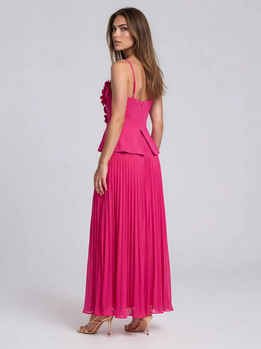 Embellished Pleated-Skirt Sleeveless Gown - Layalita