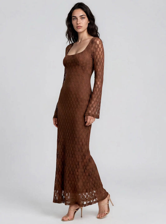 Evannia Bell-Sleeve Lace Dress - Layalita