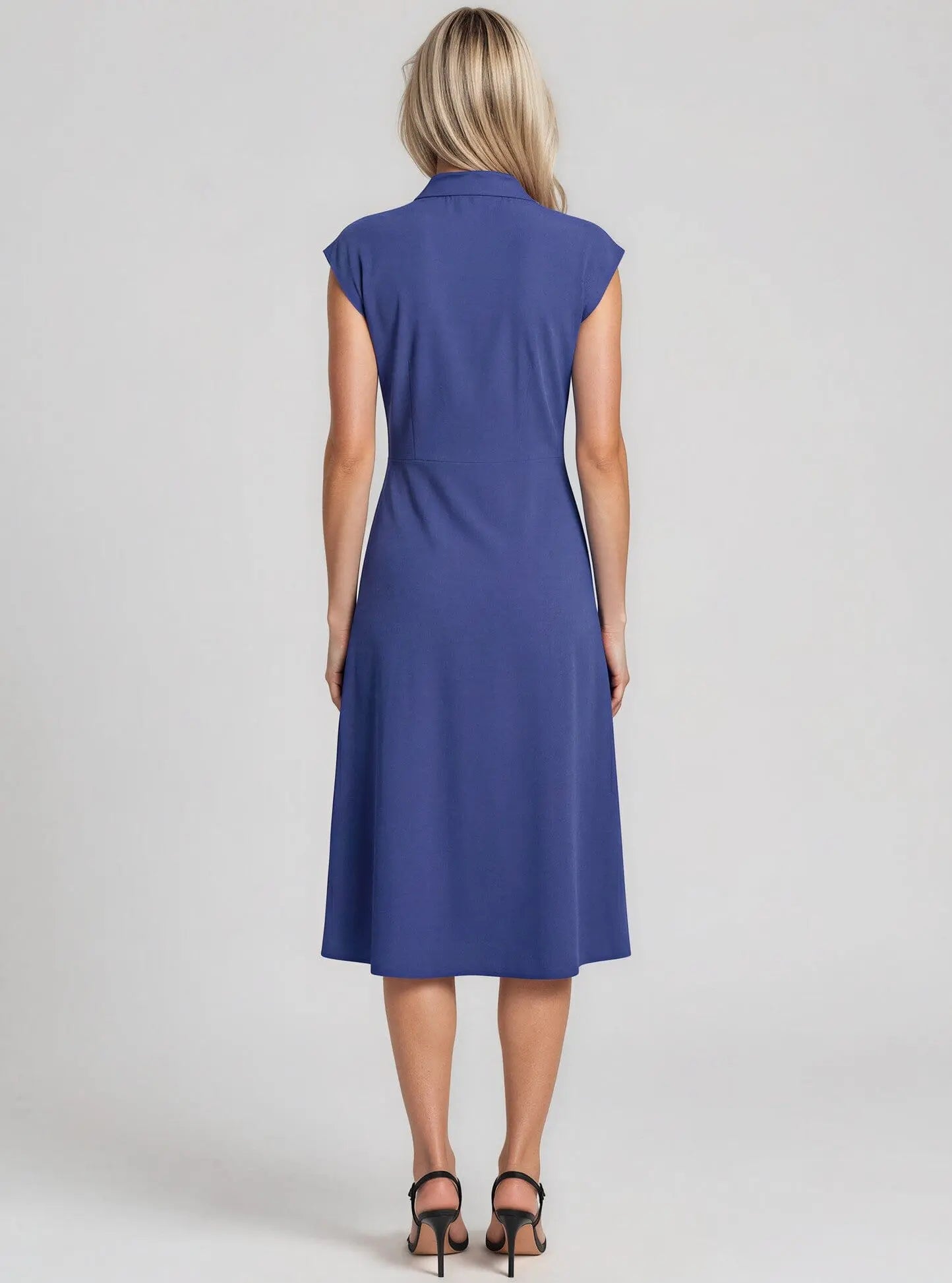 Faux-Wrap Sleeveless A-Line Dress - Layalita