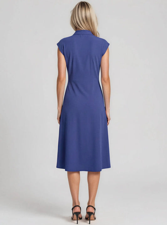 Faux-Wrap Sleeveless A-Line Dress - Layalita