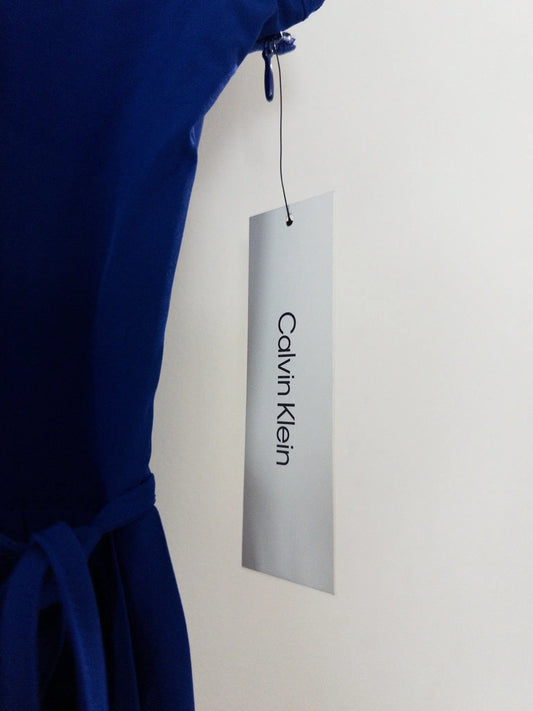 Faux-Wrap Sleeveless A-Line Dress Calvin Klein 