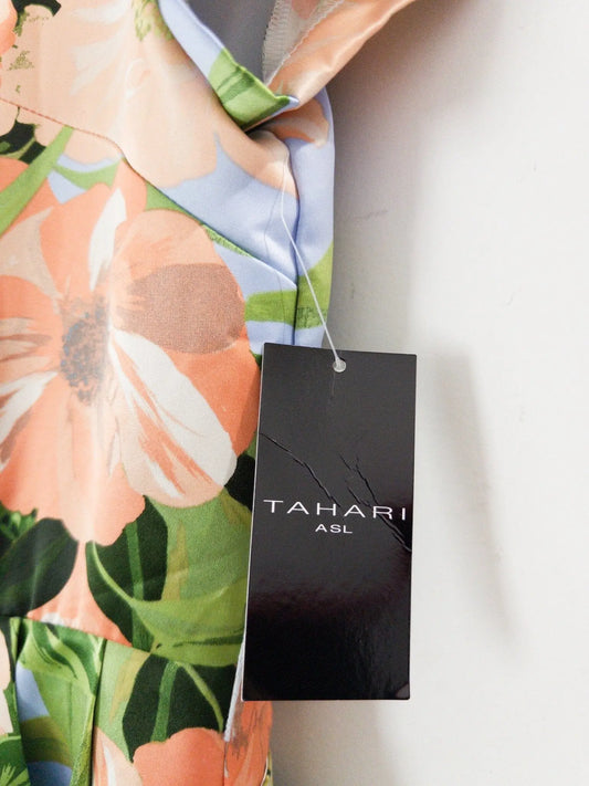 Floral Belted Pleated Short-Sleeve Dress Tahari 