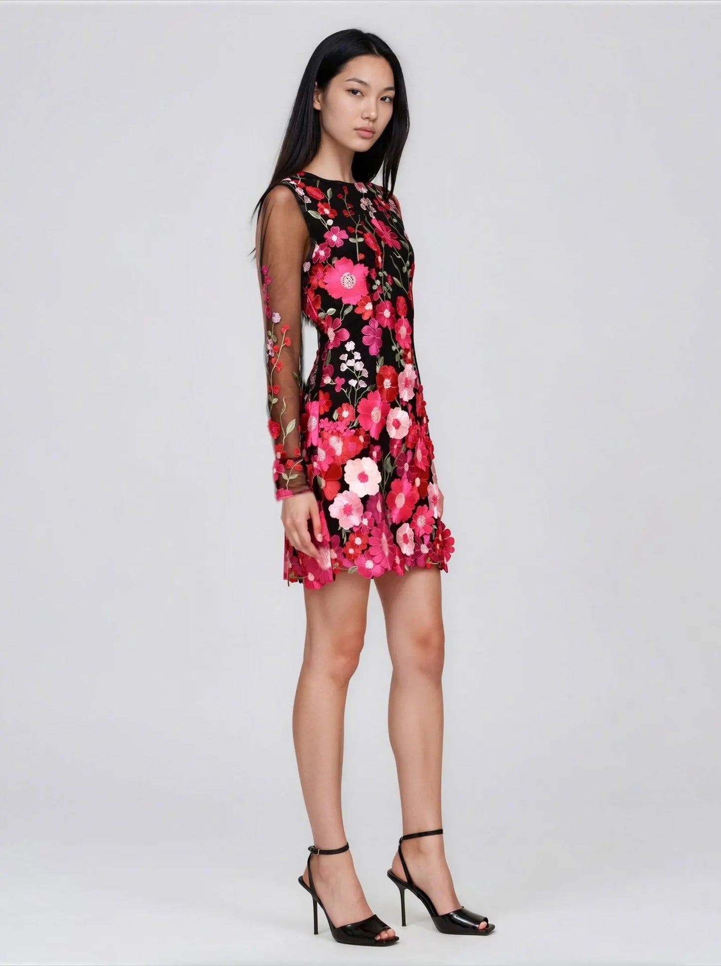 Floral - Embroidered Sheath Dress - Layalita