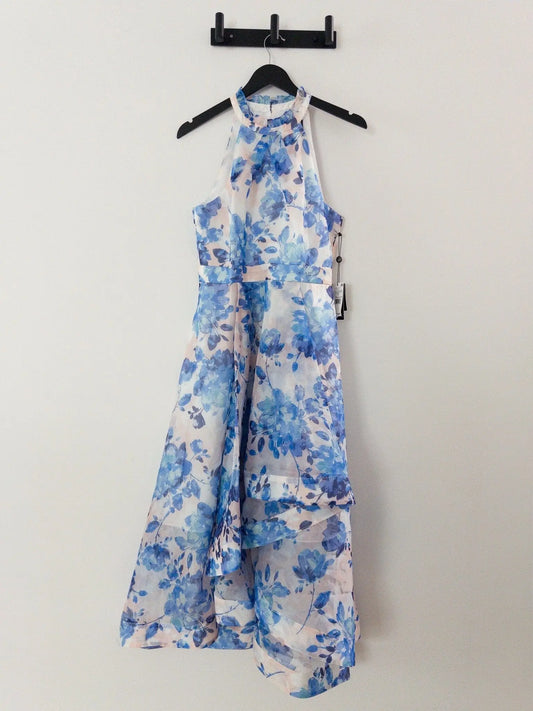 Floral Halter High-Low Midi Dress Adrianna Papell 