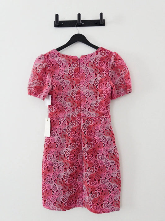Floral-Lace Short-Sleeve Sweetheart-Neck Dress Siena 