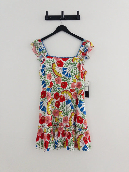 Floral-Print Flutter-Sleeve Mini Dress - Layalita
