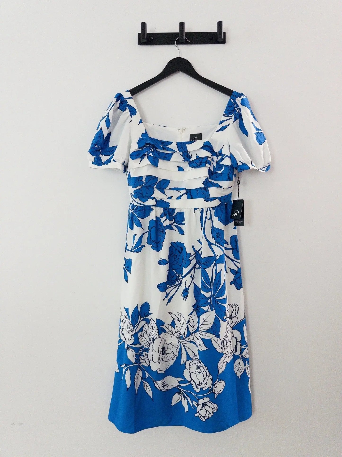 Floral-Print Square-Neck A-Line Dress Adrianna Papell 