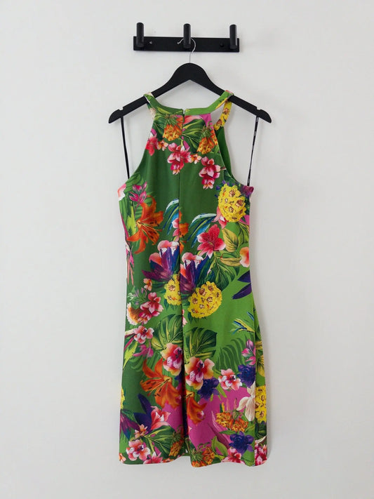Floral - Print Twist - Front Bodycon Dress - Layalita