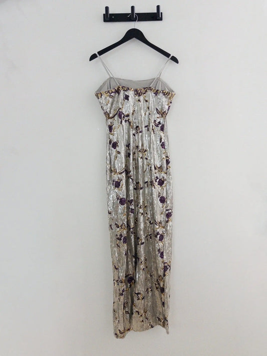 Floral Sequined Strapless Gown - Layalita