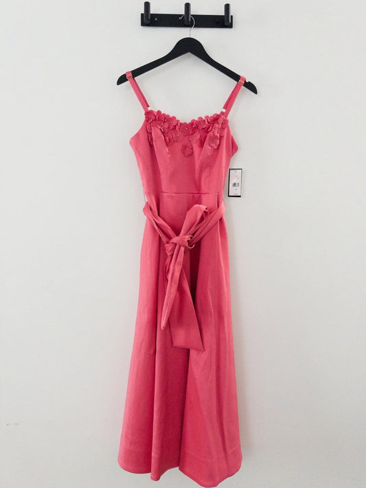 Floral-Trim Bow-Waist Midi Dress Taylor 