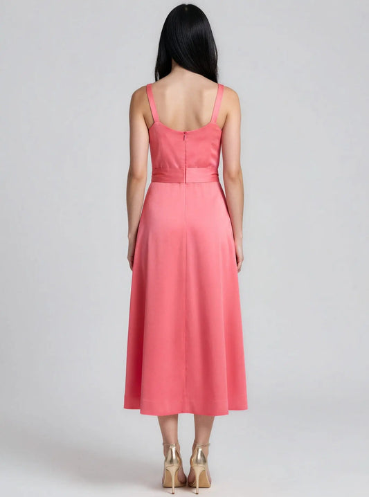 Floral-Trim Bow-Waist Midi Dress - Layalita