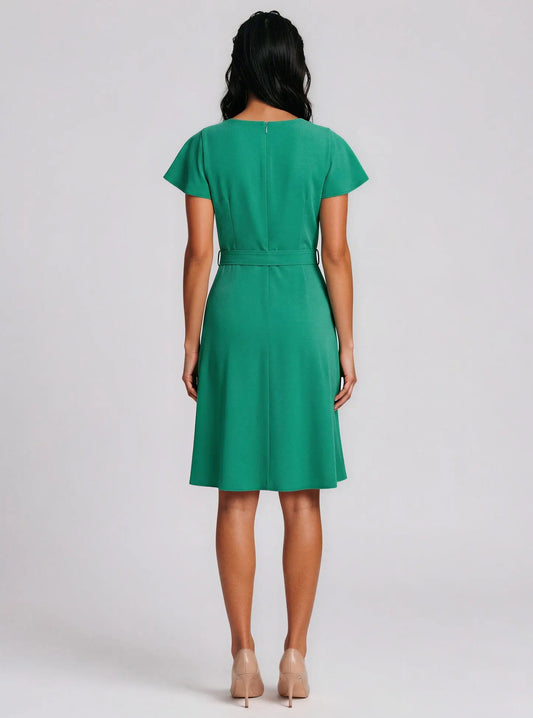 Flutter-Sleeve Tie-Waist Dress - Layalita
