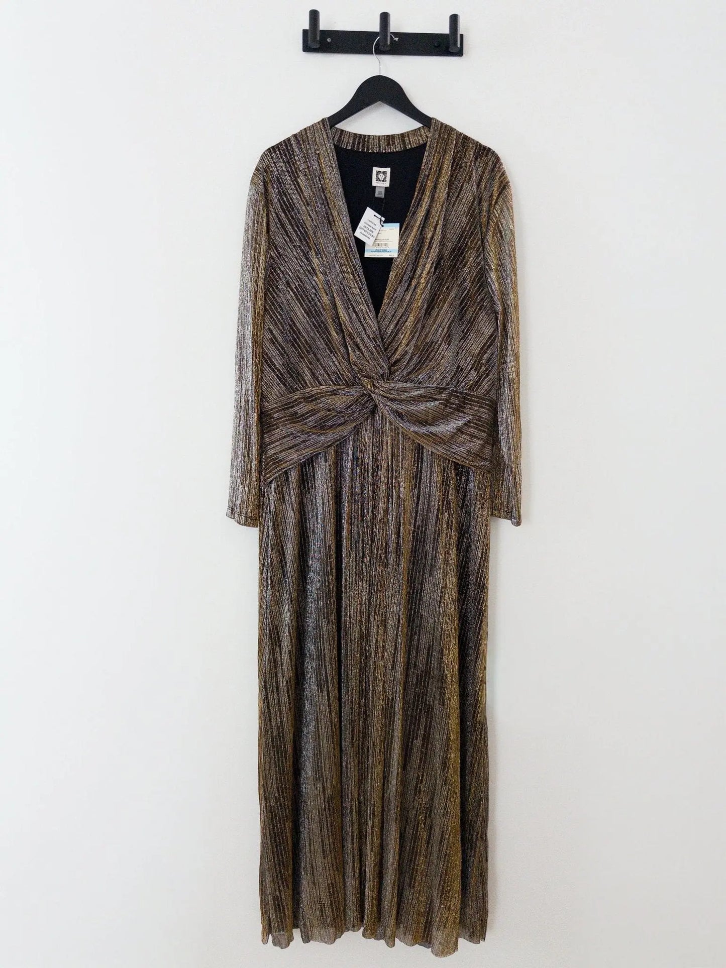 Foil Knot-Front Long-Sleeve Dress Anne Klein 