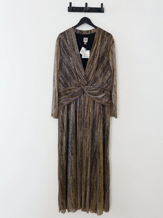 Foil Knot-Front Long-Sleeve Dress Anne Klein 