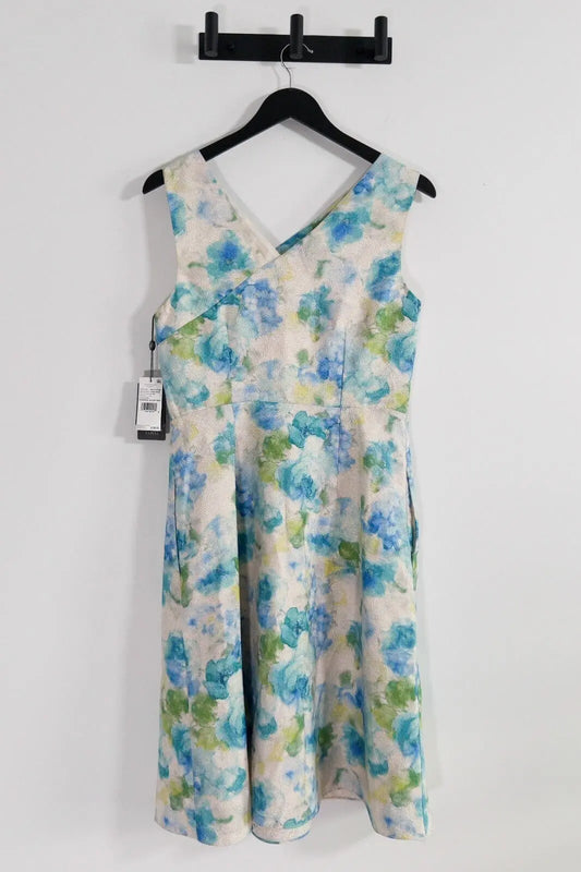 Jacquard Asymmetric-Neck Dress Adrianna Papell 