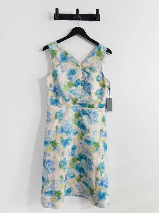 Jacquard Asymmetric-Neck Dress Adrianna Papell 