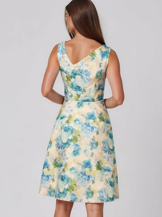 Jacquard Asymmetric-Neck Dress Adrianna Papell 