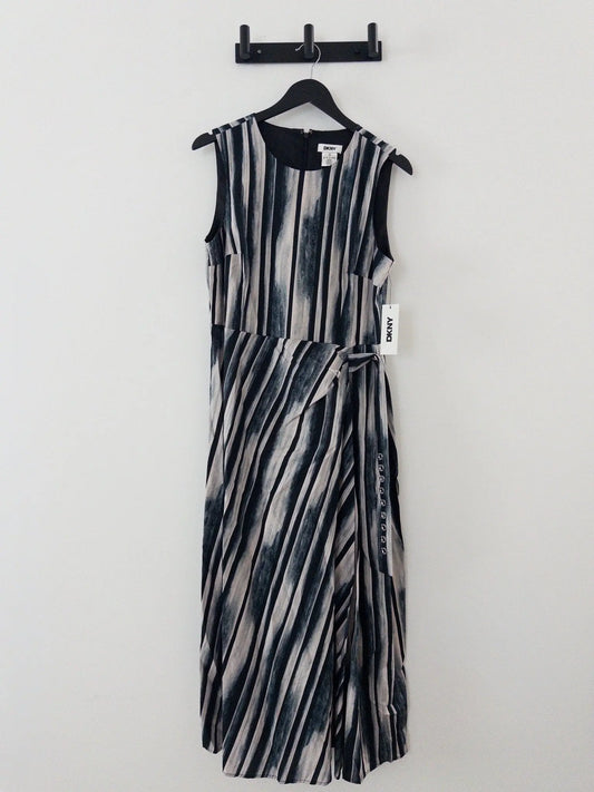 Jewel-Neck Faux-Wrap Sleeveless Dress DKNY 